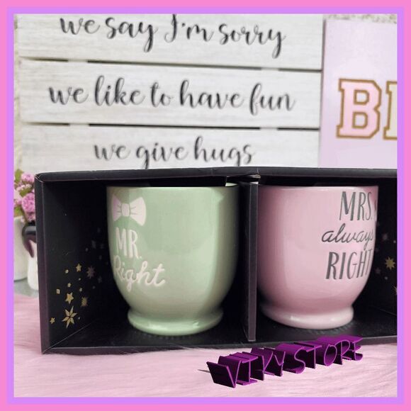 Set of 2 Mugs {Mr Right Mrs Always Right} - Picture 1 of 5